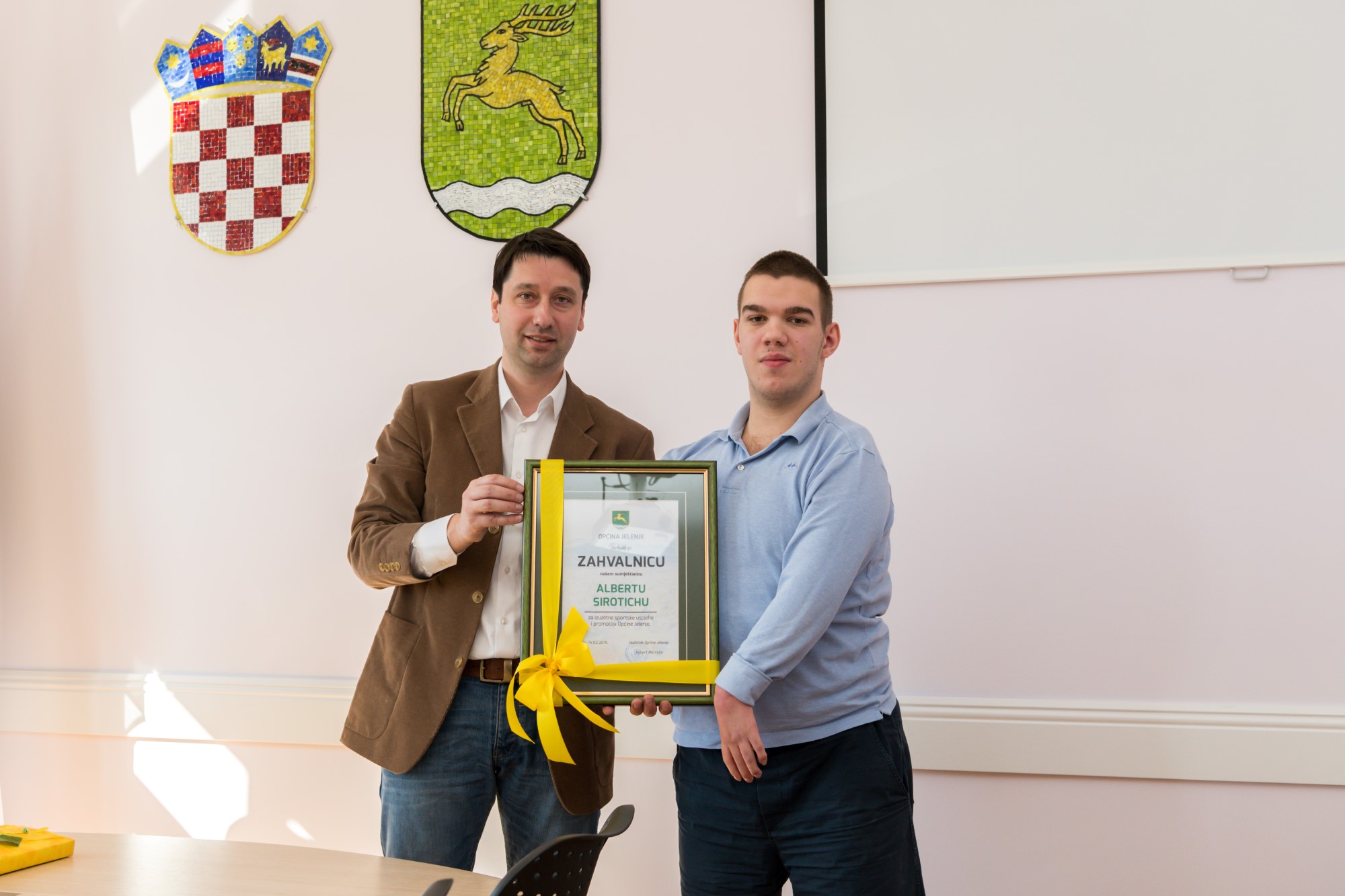 Prigodna zahvalnica za izuzetne sportske uspjehe: Robert Marčelja i Albert Sirotich